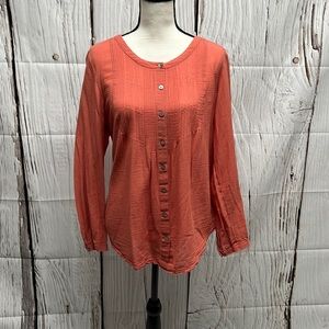 J. Jill Coral Coral Long Sleeve Blouse - size Large
